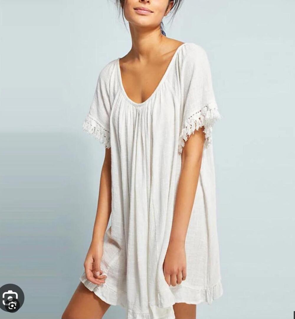 Natalie Martin x Barneys NY Marina Cover-Up Resort Dress in Gauzy White sz L